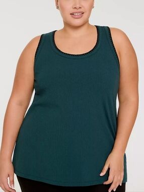 LIVI Ribbed Crochet-Detail Tank